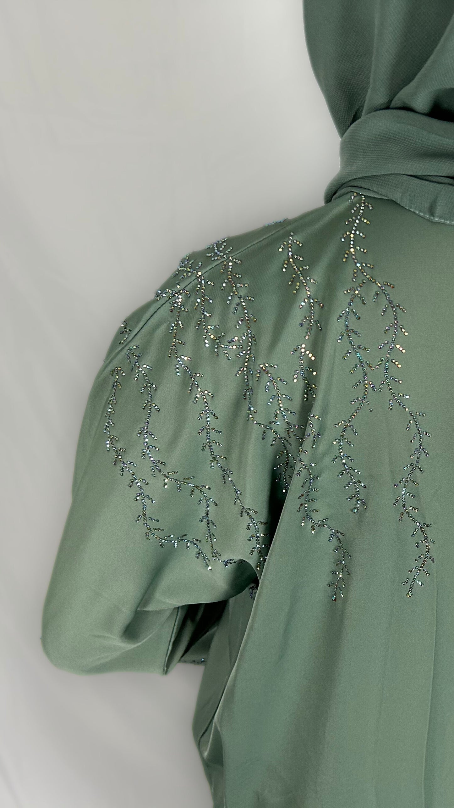 Kimono Sauge avec Motifs Scintillants