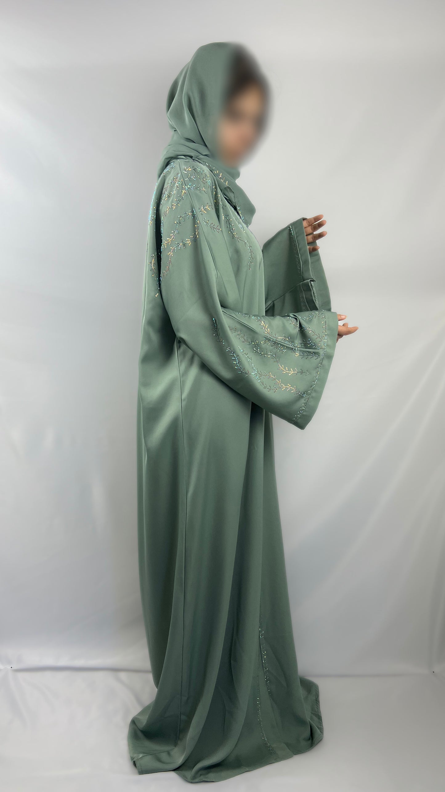 Kimono Sauge avec Motifs Scintillants